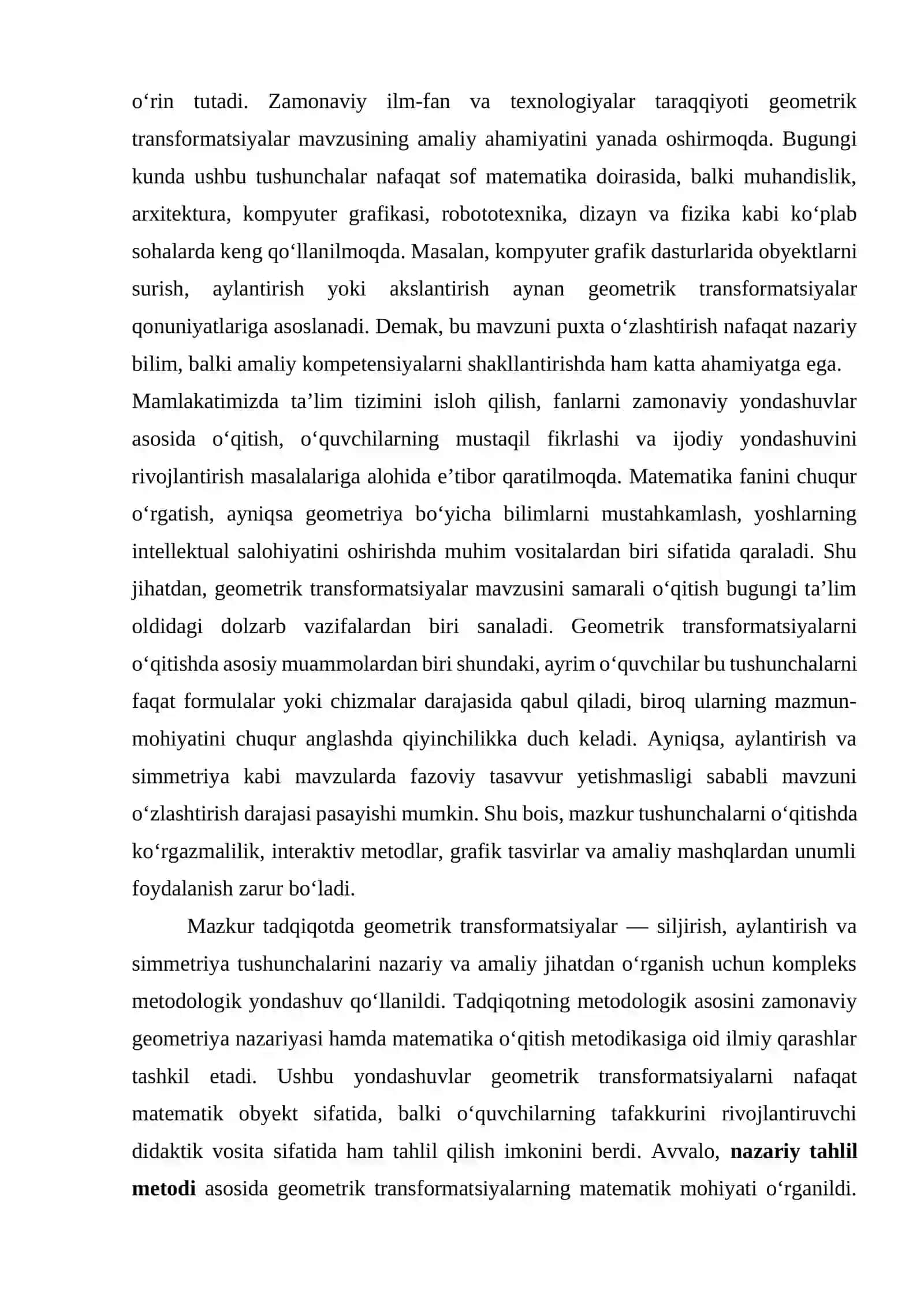 GEOMETRIK TRANSFORMATSIYALAR (SILJIRISH, AYLANTIRISH, SIMMETRIYA) VA ULARNING O‘QITISHDAGI AHAMIYATI 3