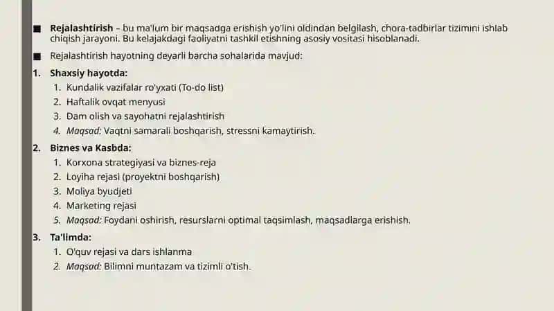 Rejalashtirish va xavflarni baholash 3