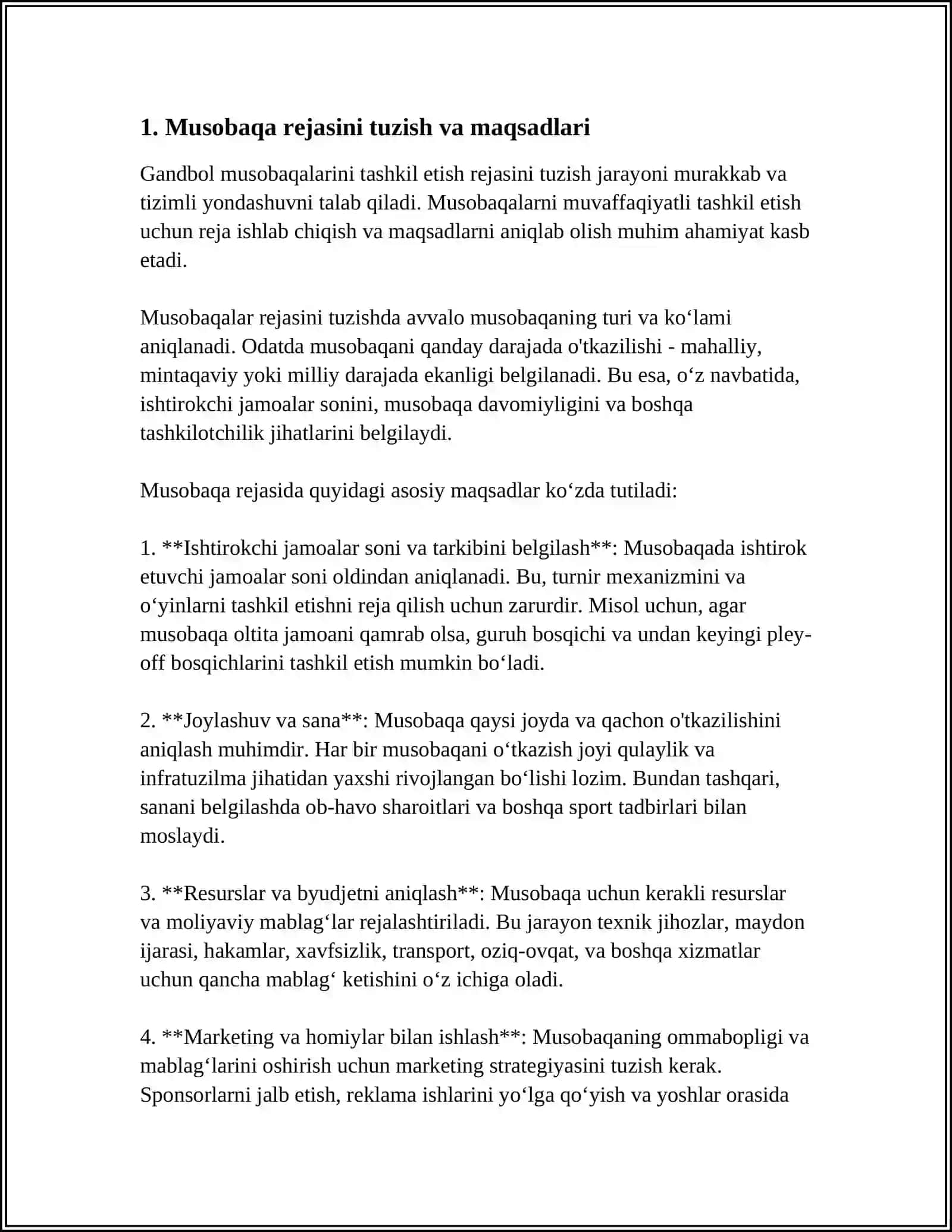 2.GANDBOL MUSOBAQALARNI TASHKIL ETISH 3