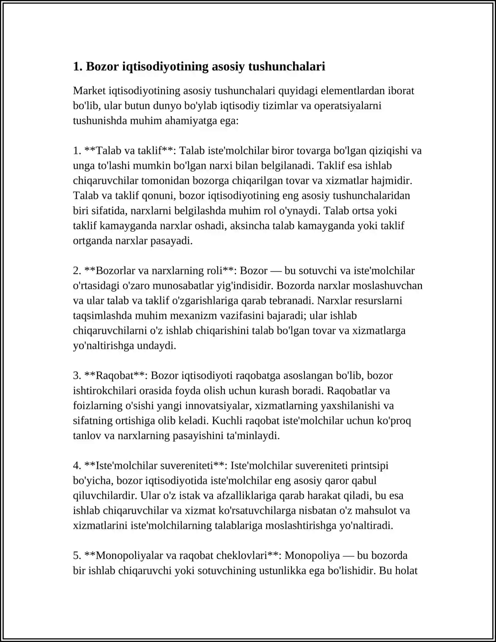 BOZOR IQTISODIYOTI VA UNING ASOSIY XUSUSIYATLARI 3