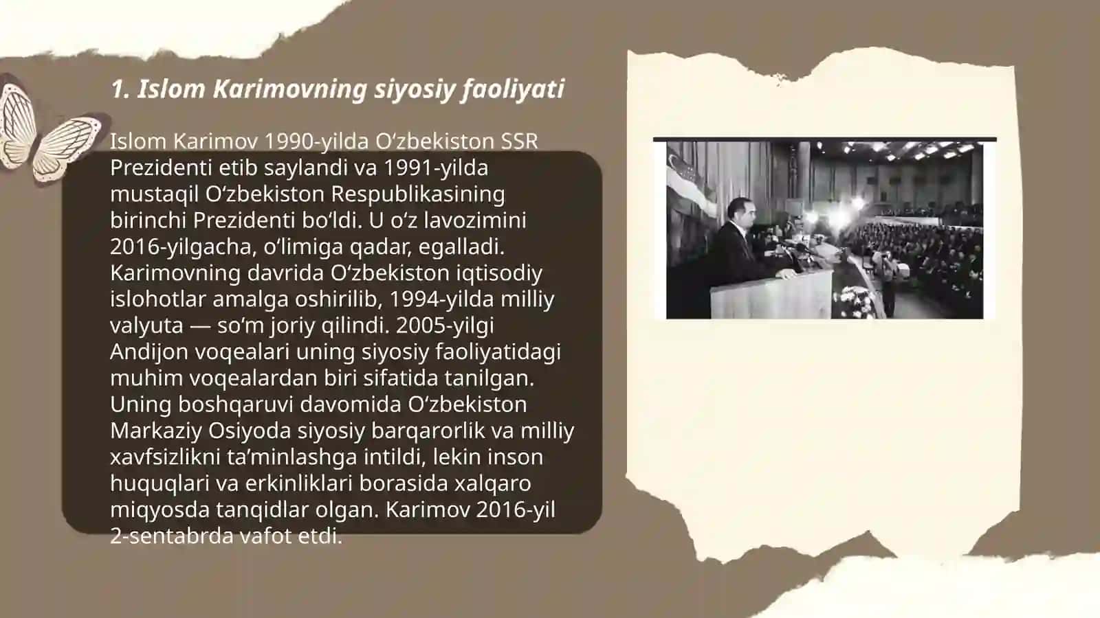 Oʻzbekiston Prezidenti Islom Karimov mustaqil Oʻzbekiston tarixi boʻyicha asosiy manba 3