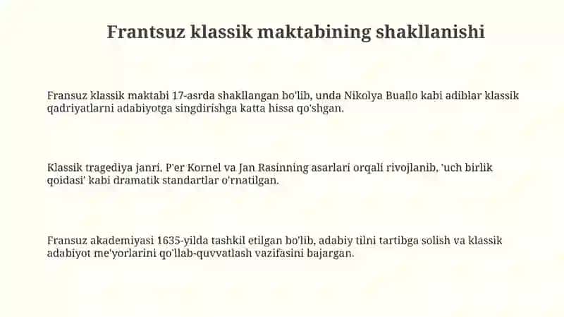 Frantsuz klassik maktabining shakllanishi 3
