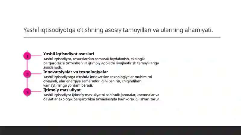 Yashil iqtisodiyotga o’tishning zaruriyati tamoyillari va dastaklari 3