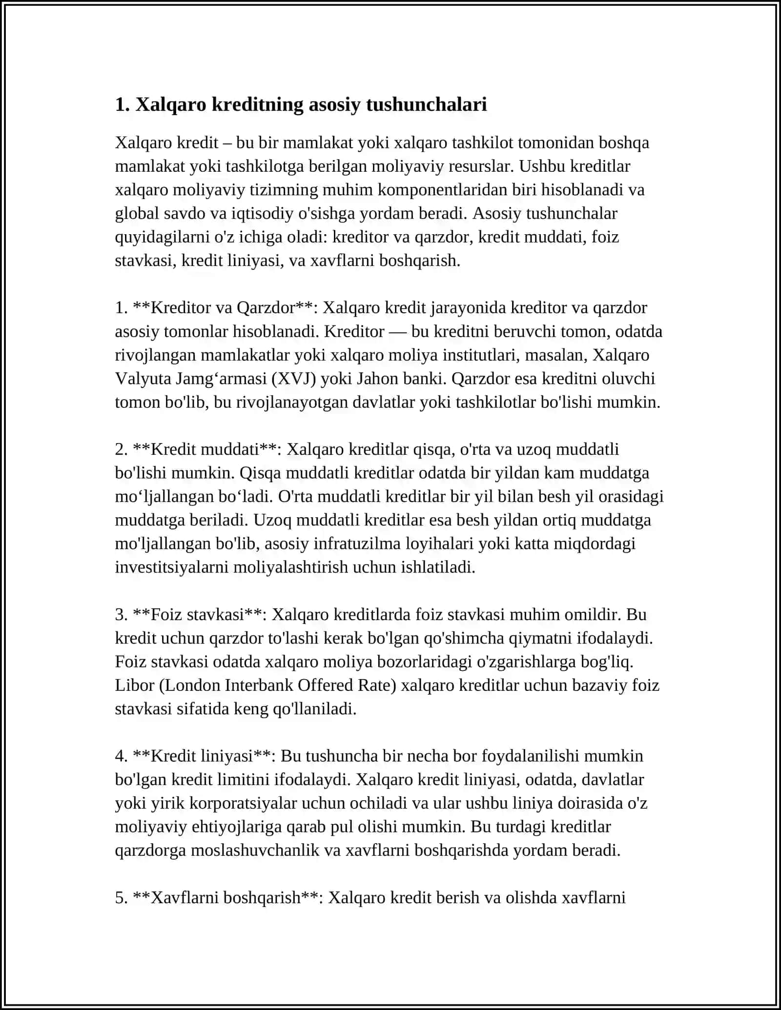 XALQARO KREDIT MUNOSABATLAR 3