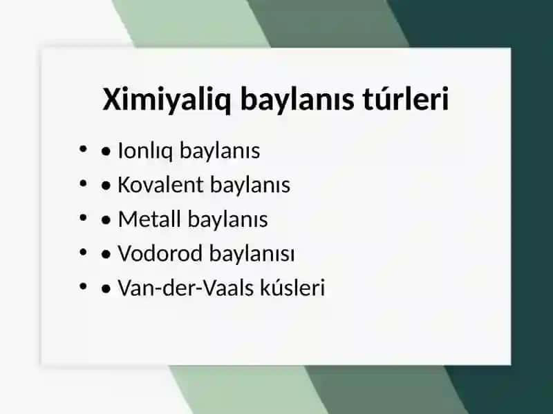 Ximiyaliq baylanislar 3