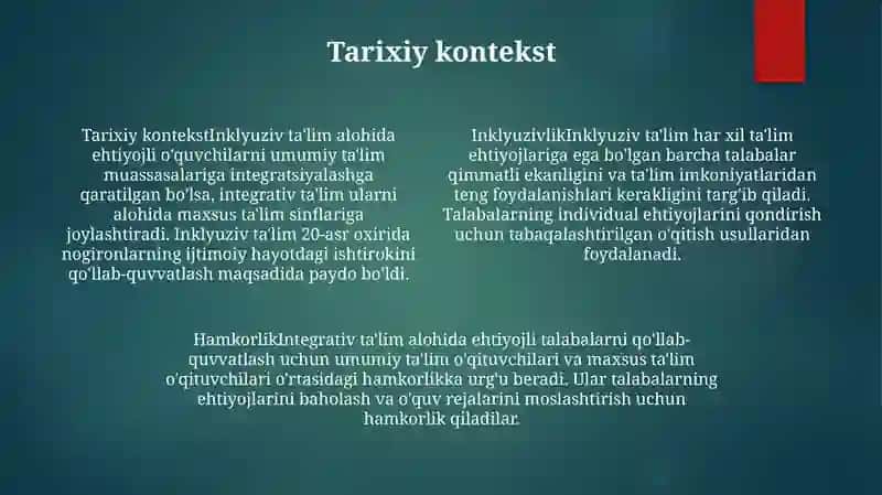 Inklyuziv Va Birgalikda O'Qitish 3