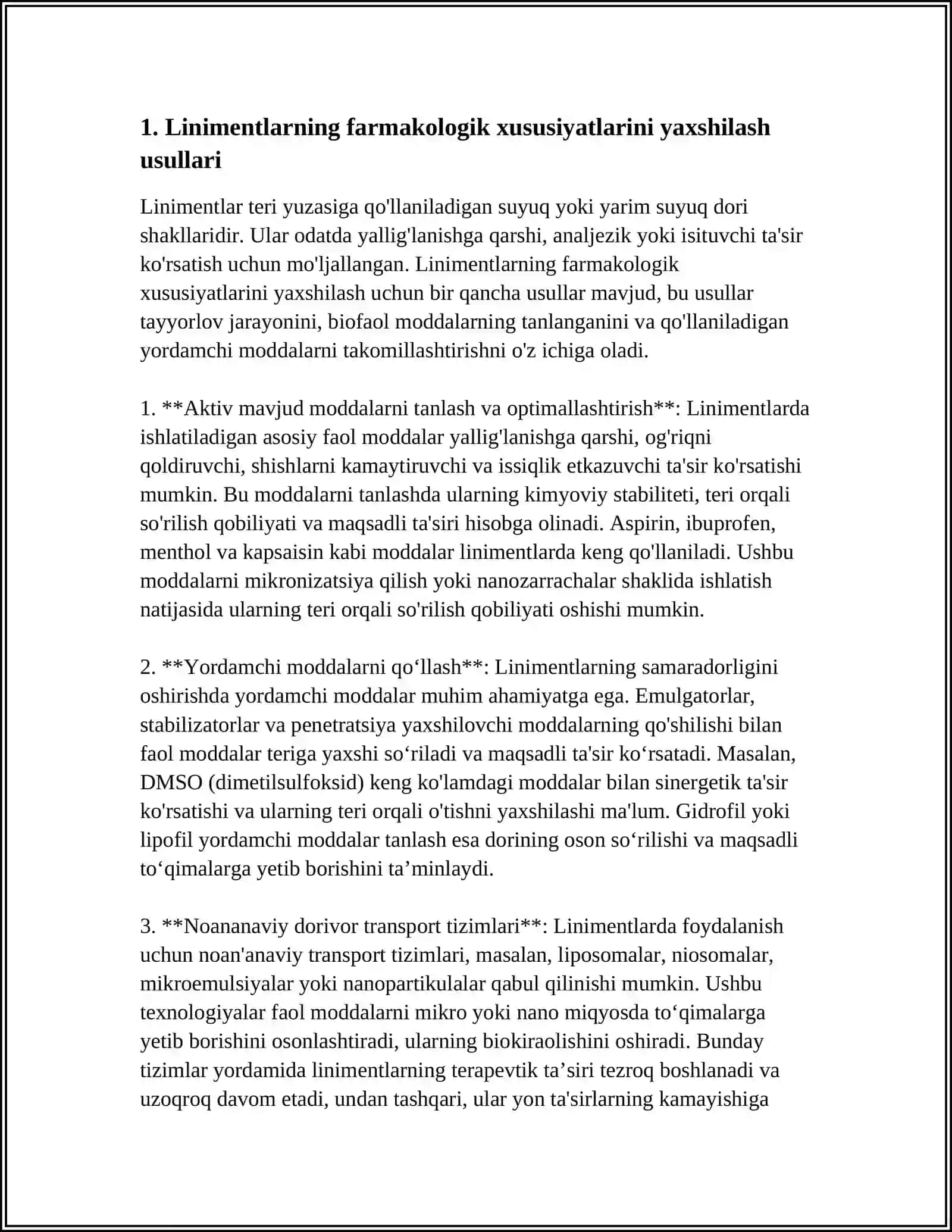 LINIMENTLAR TEXNOLOGIYASINI TAKOMILASHTIRISH USULLARI 3