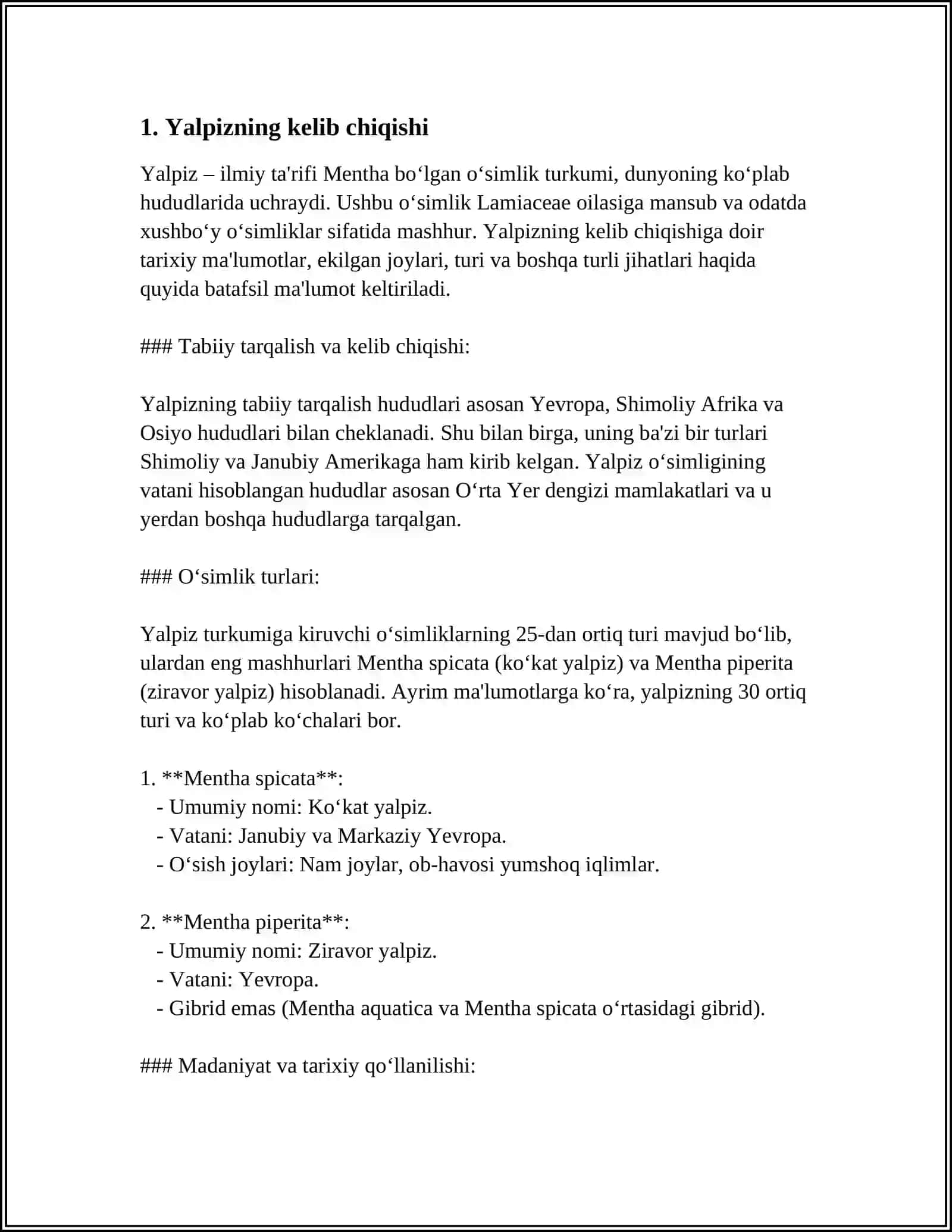 Yalpiz O‘simligi Haqida 3