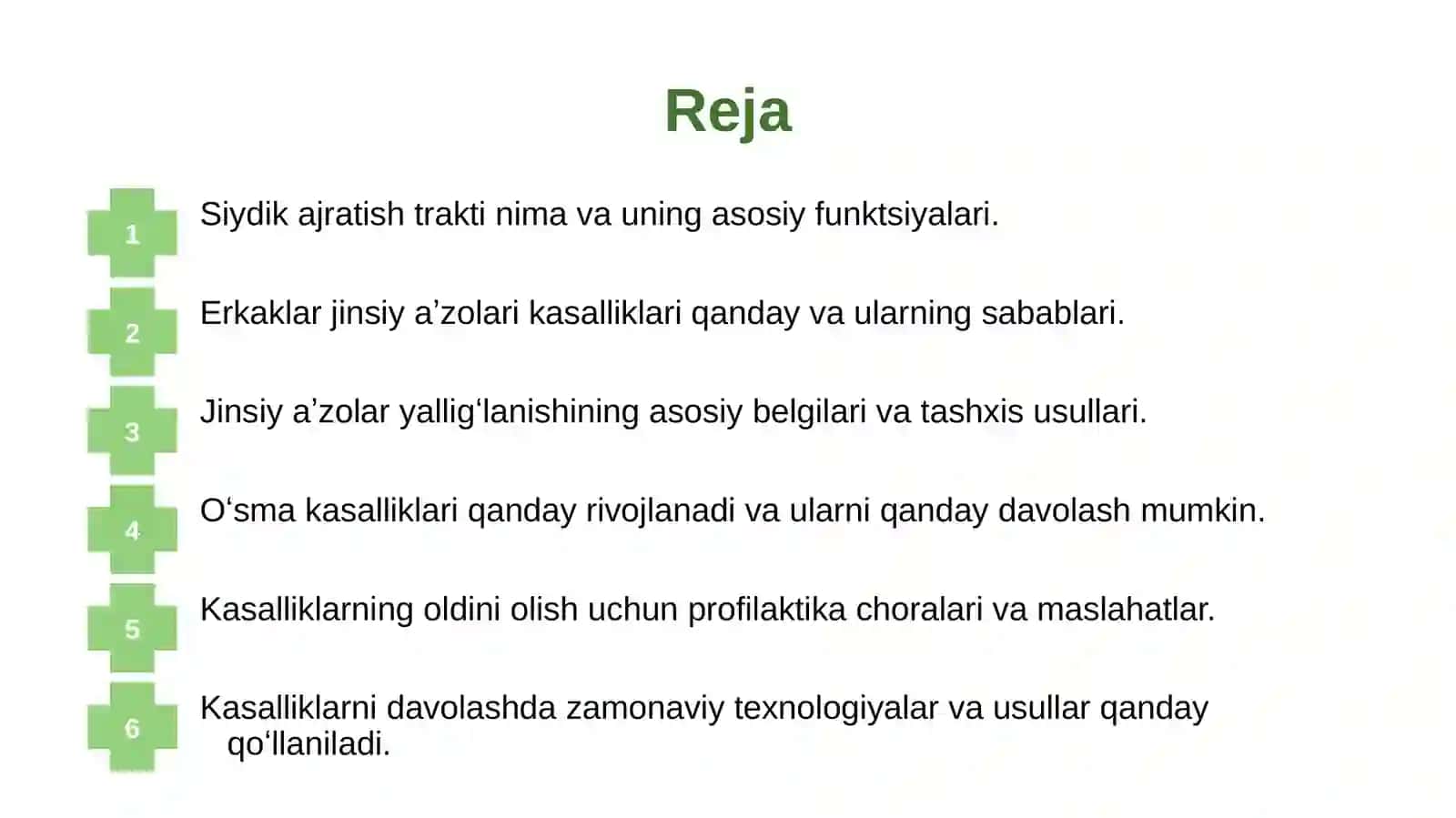 Siydik ajratish trakti va erkaklar jinsiy aʼzolari kasalliklari Jinsiy aʼzoyalligʻlanish vaoʻsmakasalliklari 3