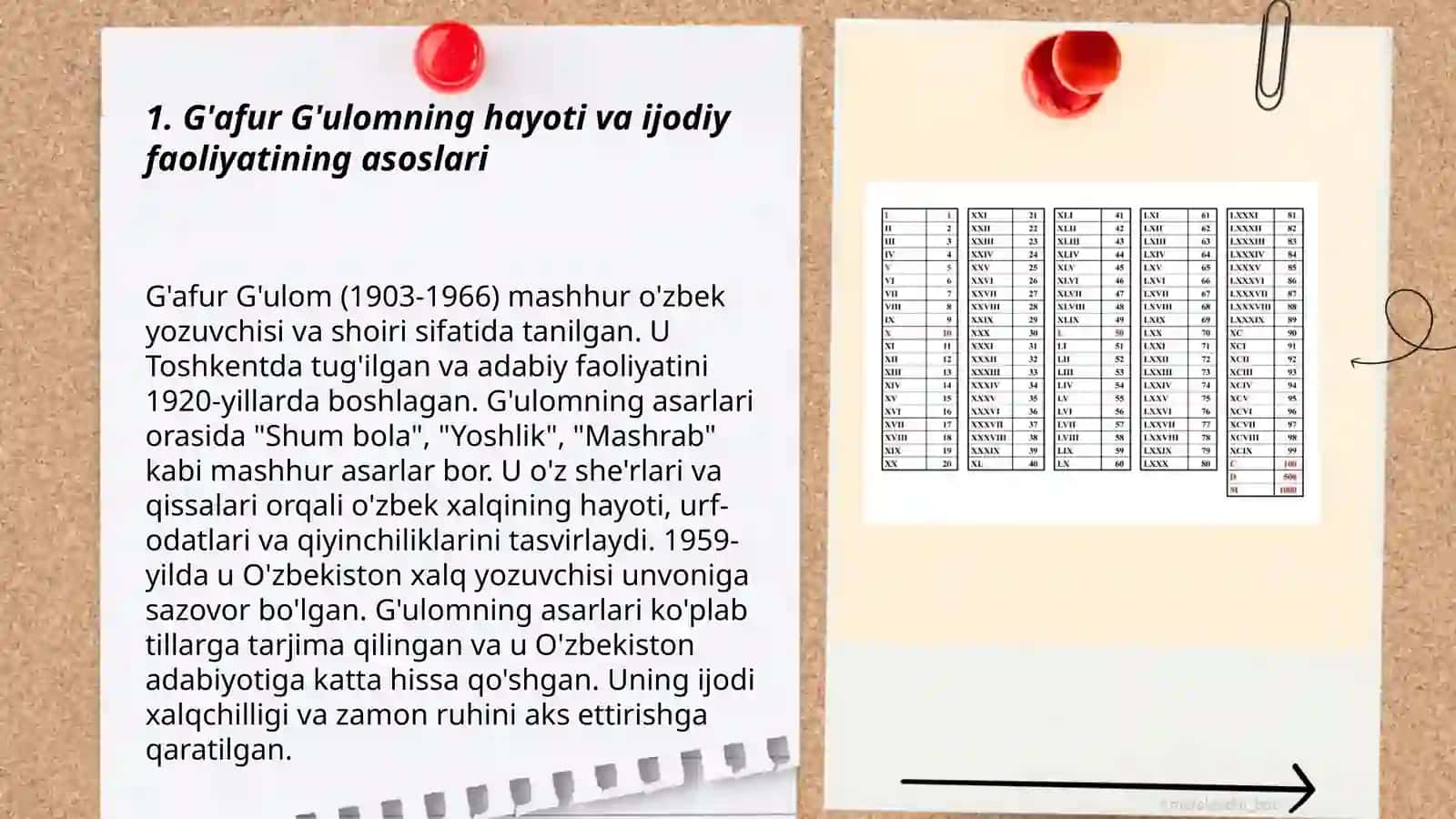 G'afur G'ulom va Quddus Muhammadiyning hayoti va ijodiy faoliyati bo'yicha 3