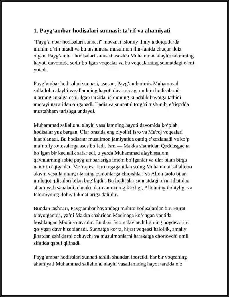 PAYGʻAMBAR HODISALARI SUNNASI 3
