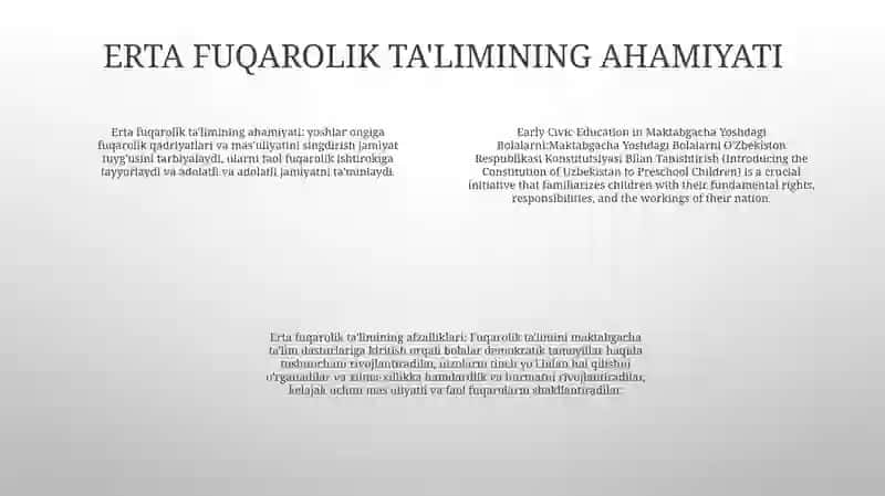 Maktabgacha Yoshdagi Bolalarni O'Zbekiston Respublikasi Konstitutsiyasi Bilan Tanishtirish 3