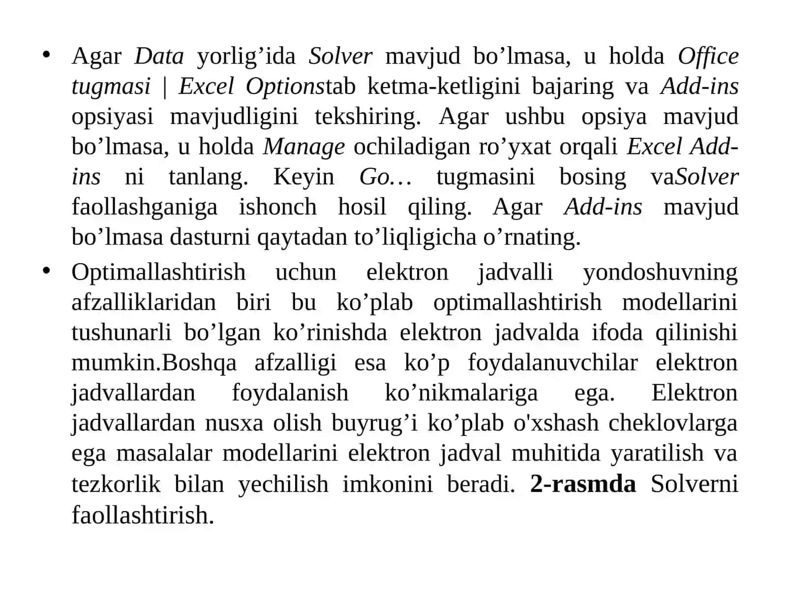 MS Excel dasturi imkoniyatlaridan foydalanib kimyo injineringida muammoli vaziyatni echish 3