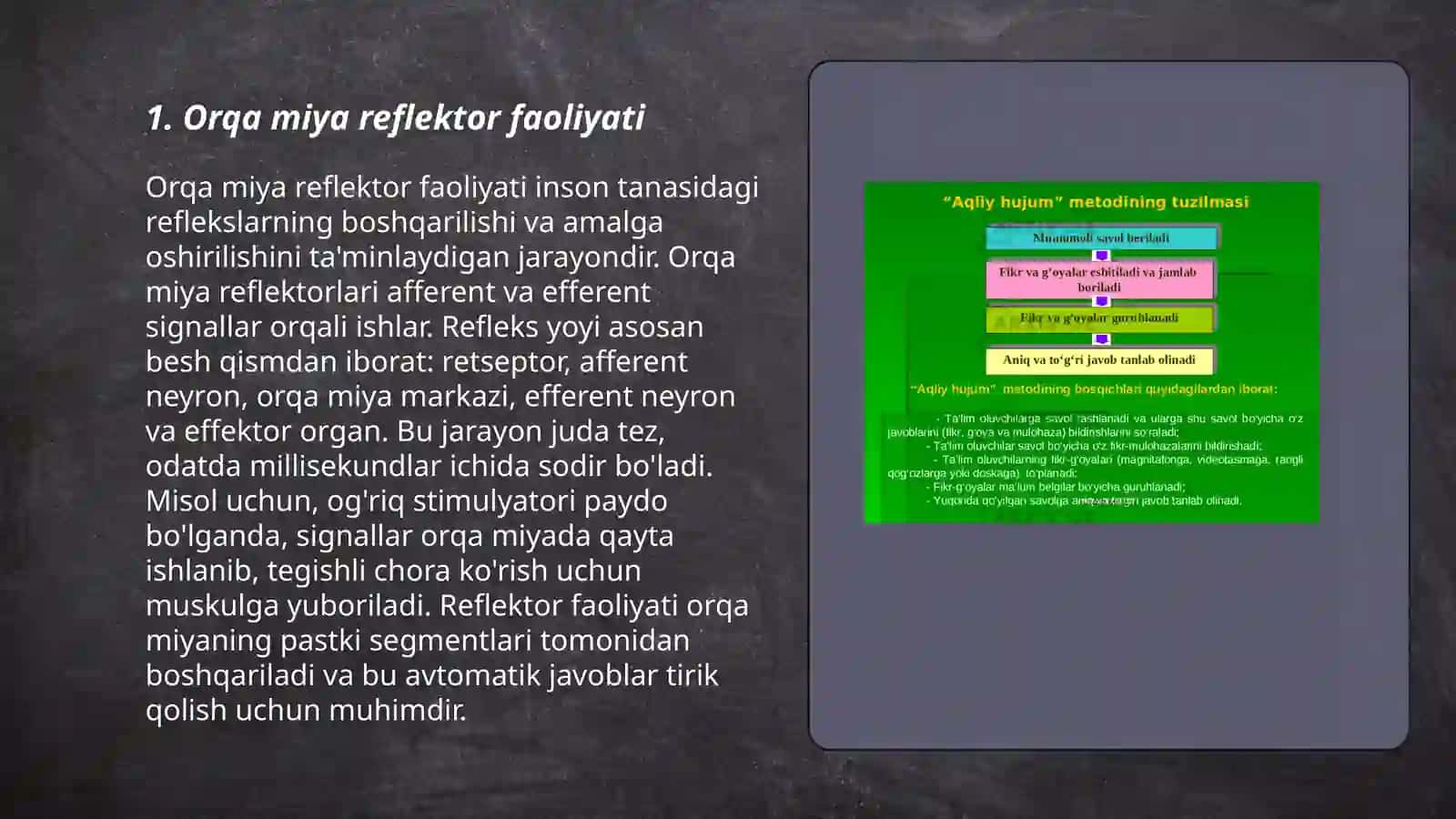 Orqa miya reflector va oʻtkazuvchi yoʻl faoliyati,tekshirish usullari.Uzunchoq miya va oʻrta miya 3