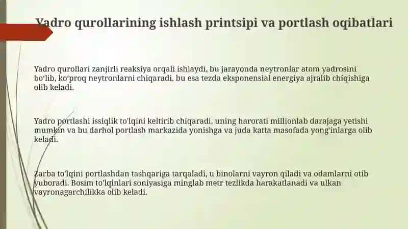 Yadroviy qurollar va ularning salbiy tasiri 3