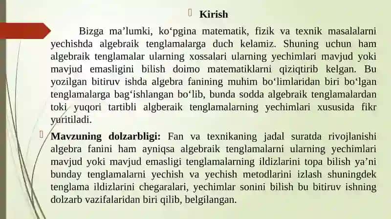 Uchinchi va tо‘rtinchi darajali tenglamalarni o’rganish 3