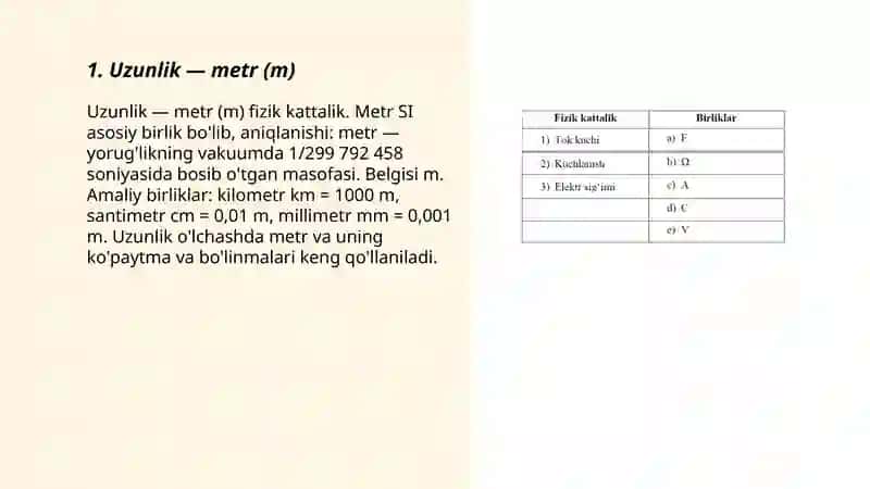 Fizik kattaliklar va ularning birliklari 3