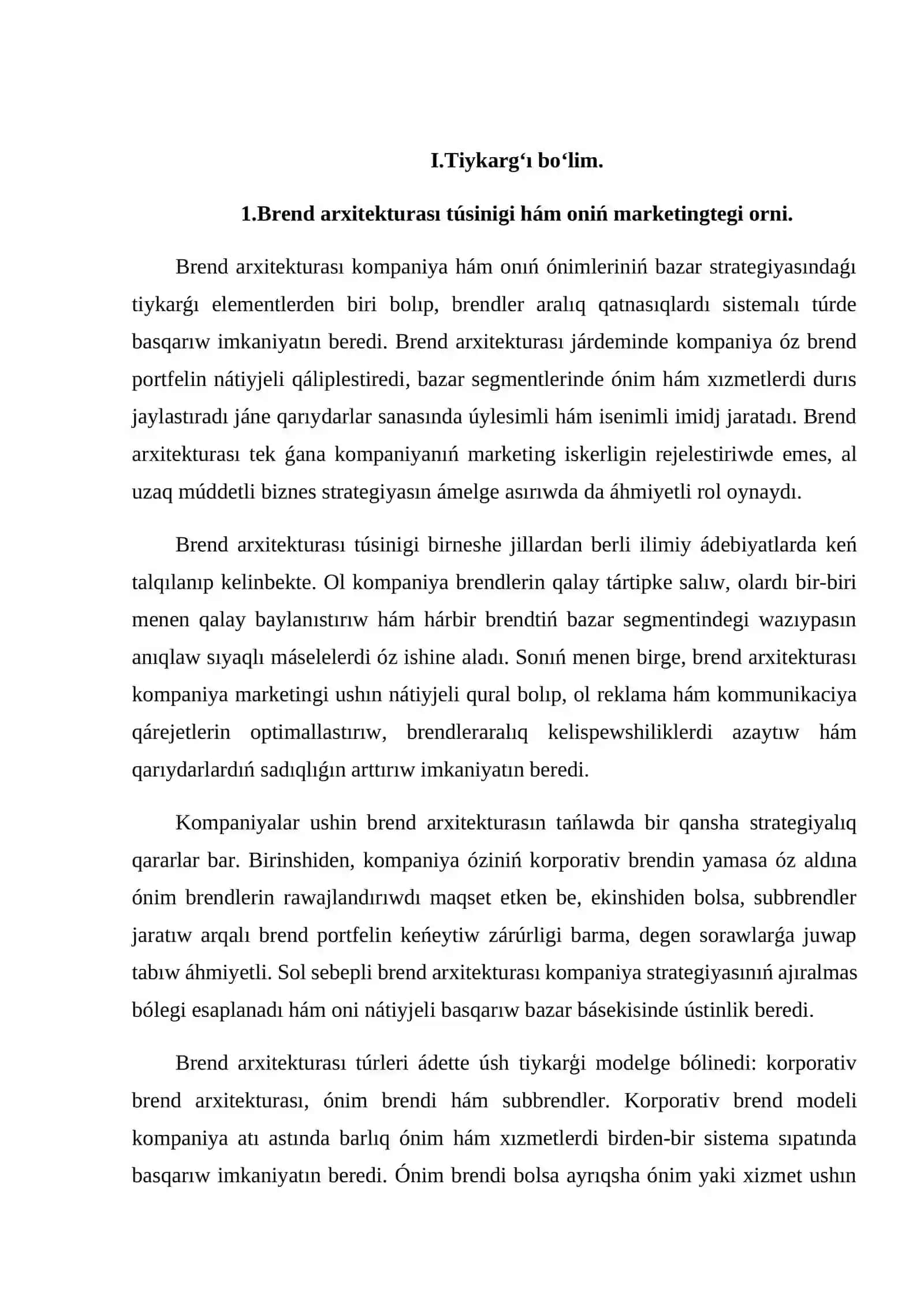 Brend arxitekturası: korporativ, ónim hám subbrend sistemaları 3