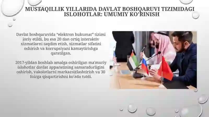 Mustaqillik yillarida davlat boshqaruvi tizimida amalga oshirilgan islohotlar 3