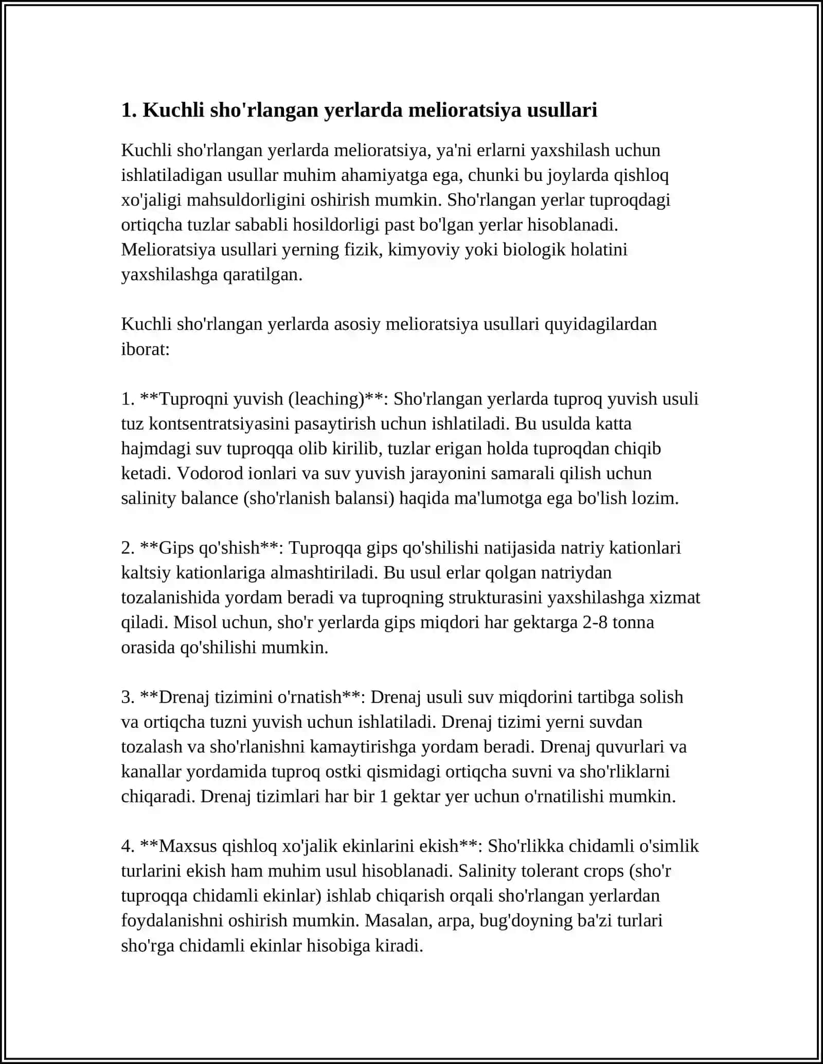 Kuchli Sho'rlangan Yerlarda Ixotazorlar Barpo Etish 3