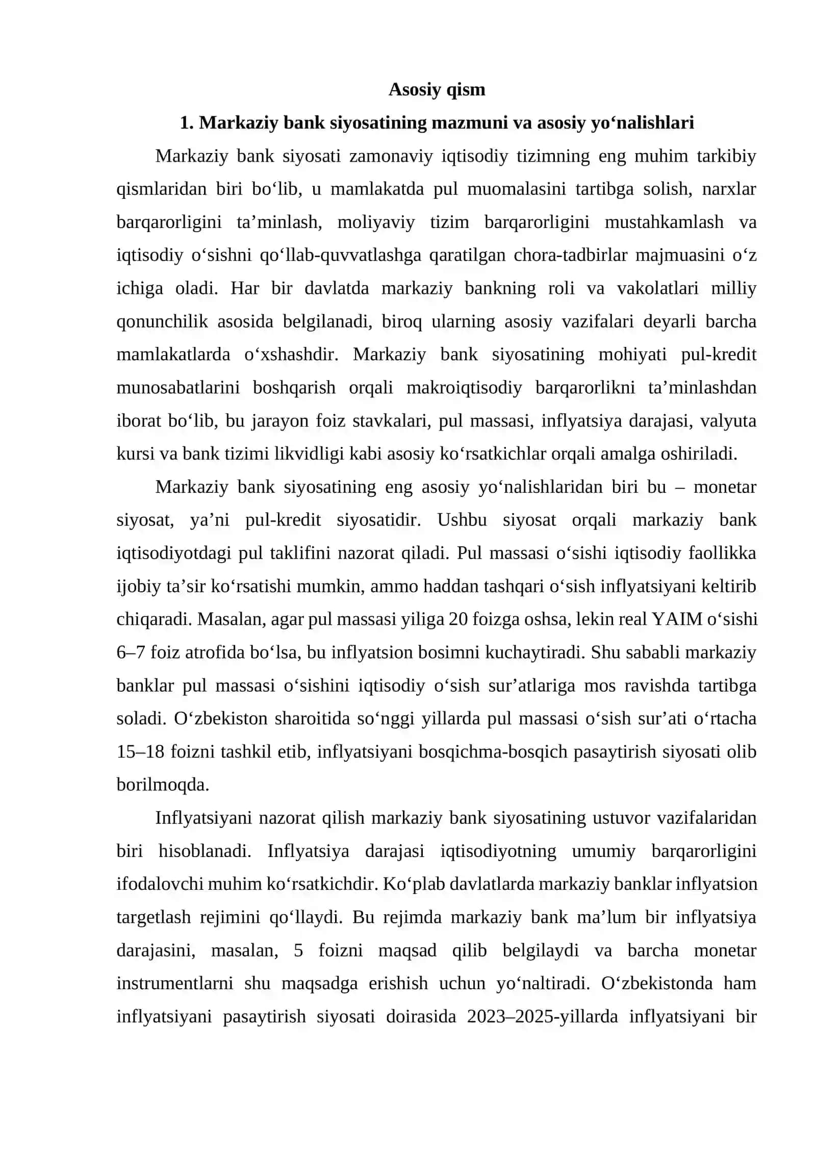 Markaziy bank siyosati va valyuta kursi barqarorligi (O‘zbekiston misolida) 3