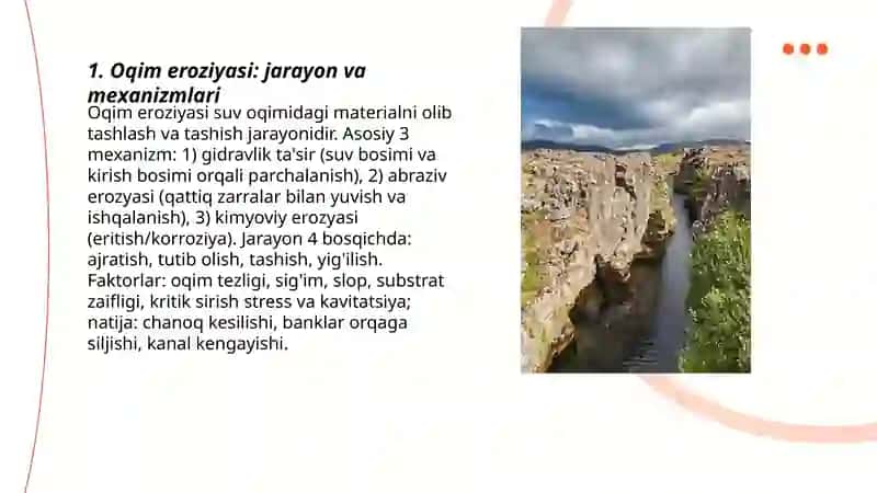 Oqar suvlar hosil qilgan relyef shakllarini tahlil qilish 3