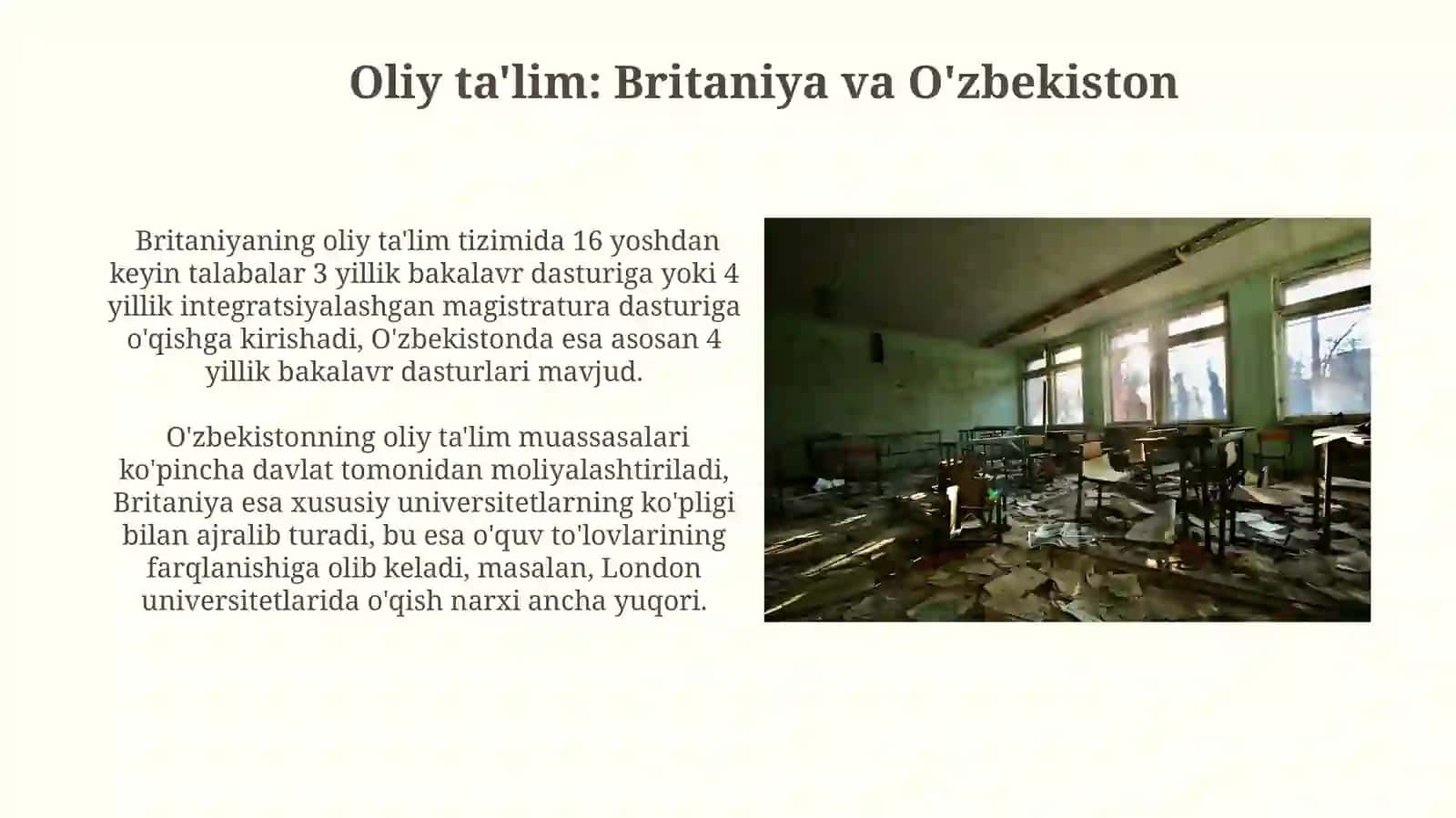 Buyuk Britaniyada ta'lim tizimi va Õzbekistondagi ta'lim shakli bilan farqlari 3
