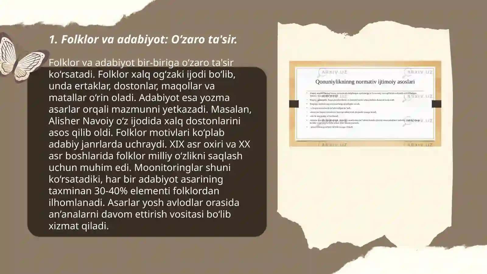 Folklor va badiiy adabiyot munosabatlari.Folklorizm tushunchasi 3