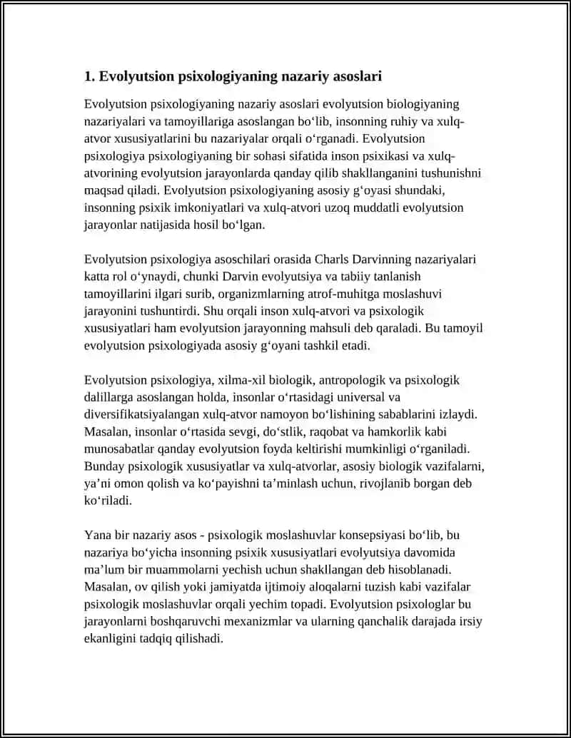 EVOLUTSION PSIXOLOGIYA PSIXOLGIYA SOHASI SIFATIDA 3