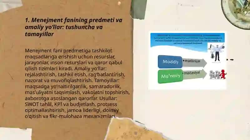 Menejment "fanining predmeti va funksiyalarini amaliyotda qoʻllash yoʻllari 3