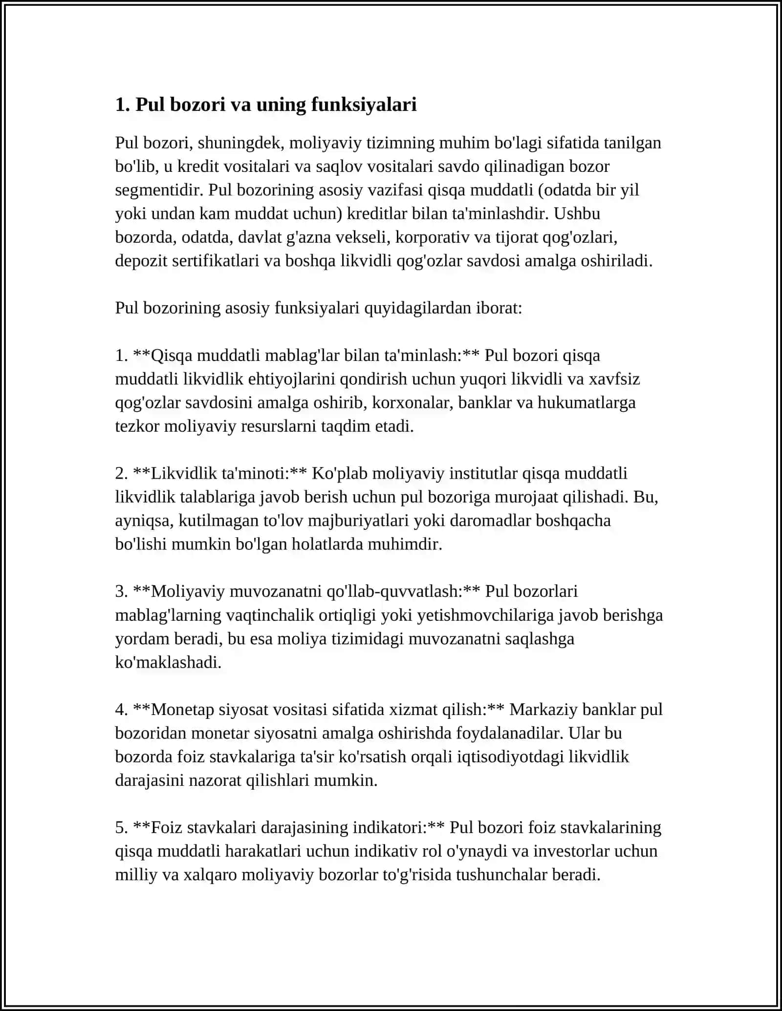 PUL BOZORIDA MUVOZANAT.PUL-KREDIT SIYOSATI 3