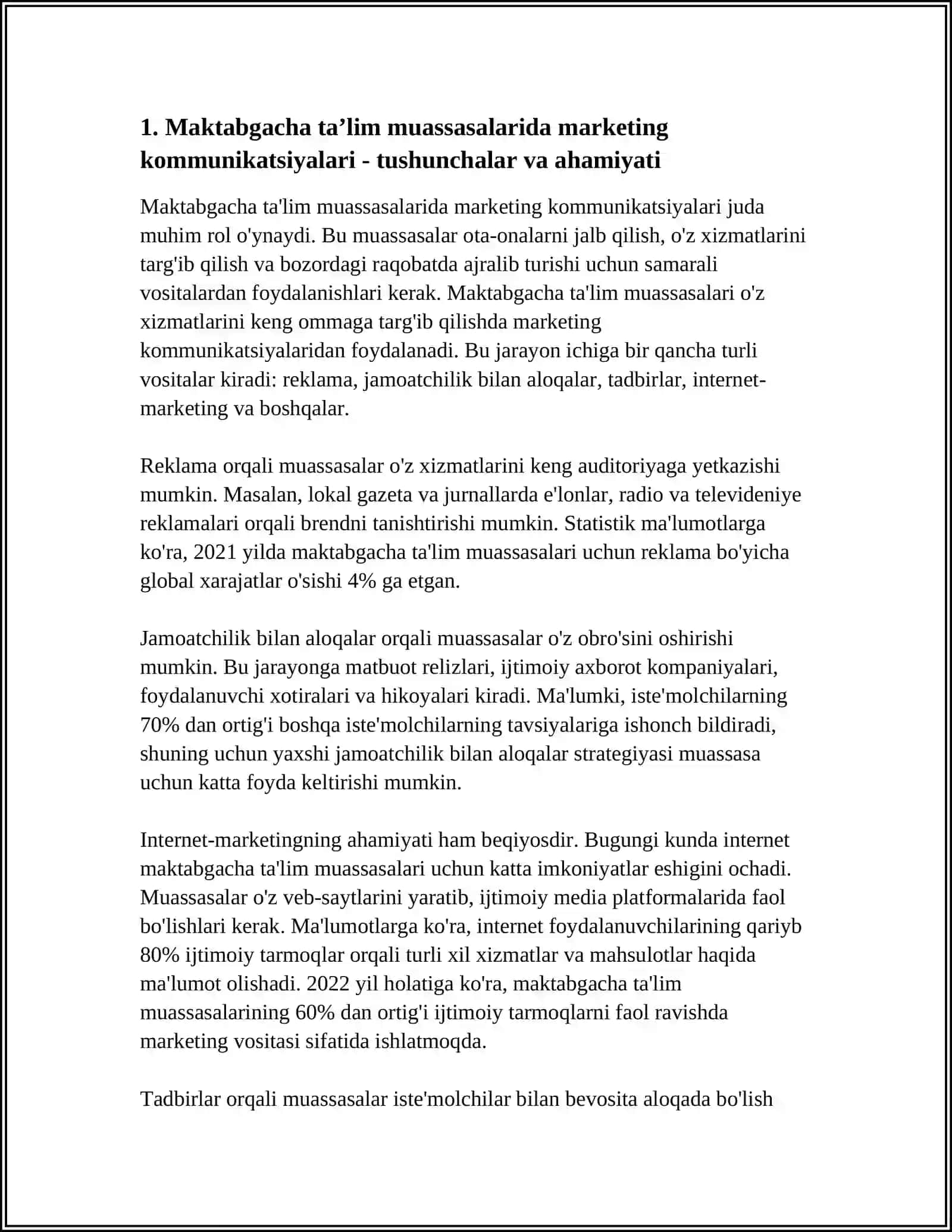 SAUDIYA ARABISTONI MAKTABGACHA TA’LIM MUASSASASIDA MARKETING KOMUNIKATSIYASINI MOHIYATI BOSQICHLARI YONDASHUVLARI 3