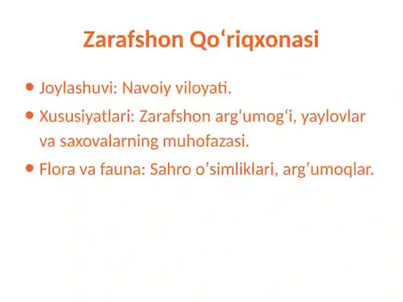 o'zbekiston qo'riqxonalari. tabiy boyliklar 3