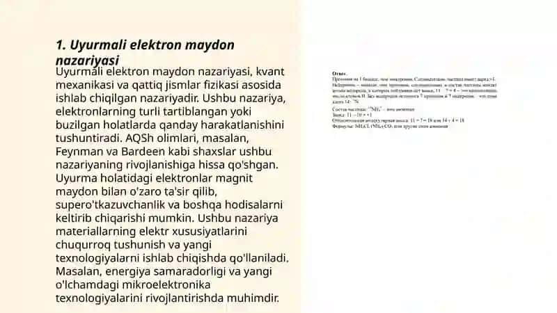 Uyurmali elektron maydon nazariyasi 3