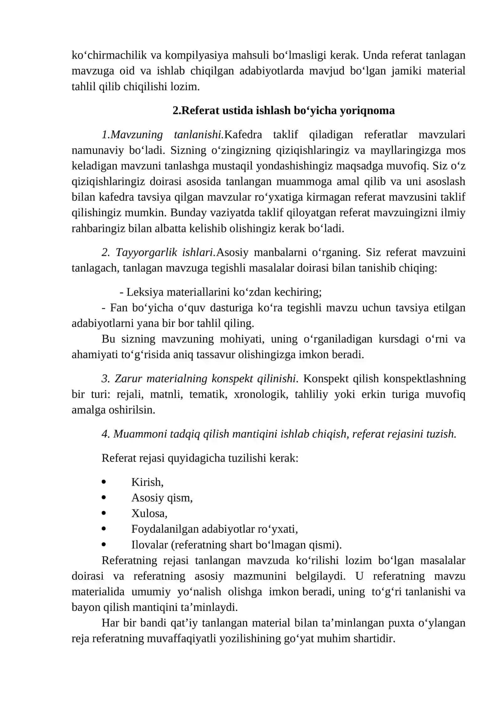 Referat matni, referat turlari, tuzilishi va til klishelari (referat tarkibidagi nutqiy jumlalar) 3