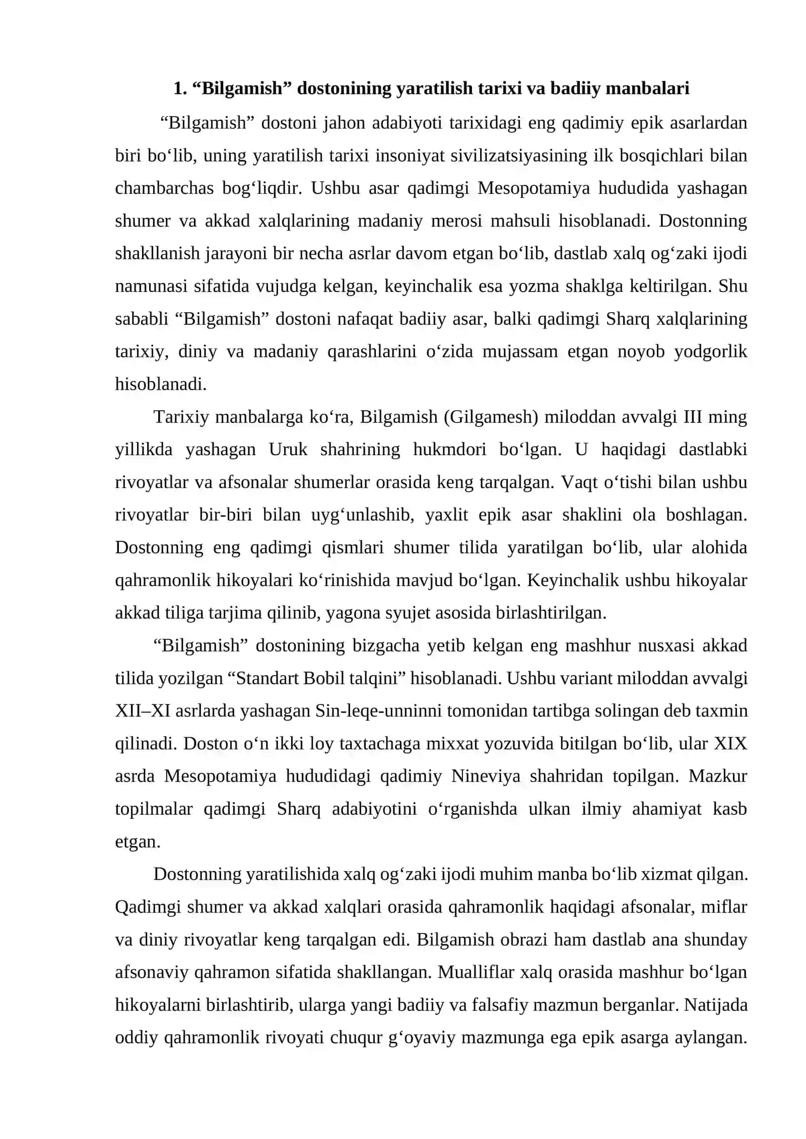 "Bilgamish" dostonining poetik xususiyatlari 3
