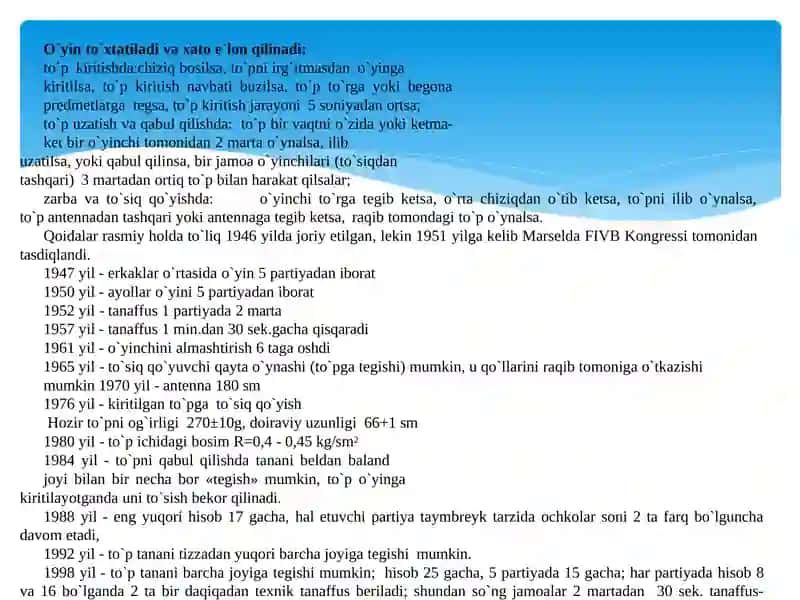 Voleybol oʻyin mashqlar taktikasi usullarinioʻrgatishni takomillashtirish hamda mahoratini oshirish 3