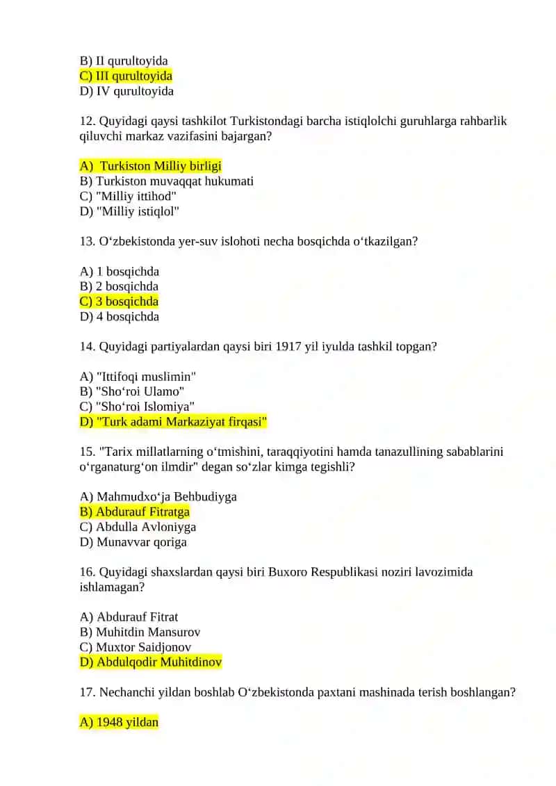 Sovet hukmronligi davrida davlatchilikning mustamlikachilik mohiyati Test savollari 3