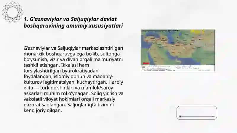G’aznaviylar va Saljuqiylarning boshqaruv tartiblari 3