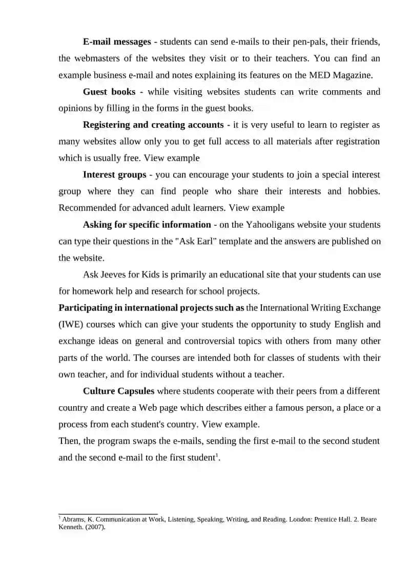 Using the internet in learning reading, listening and writing 3