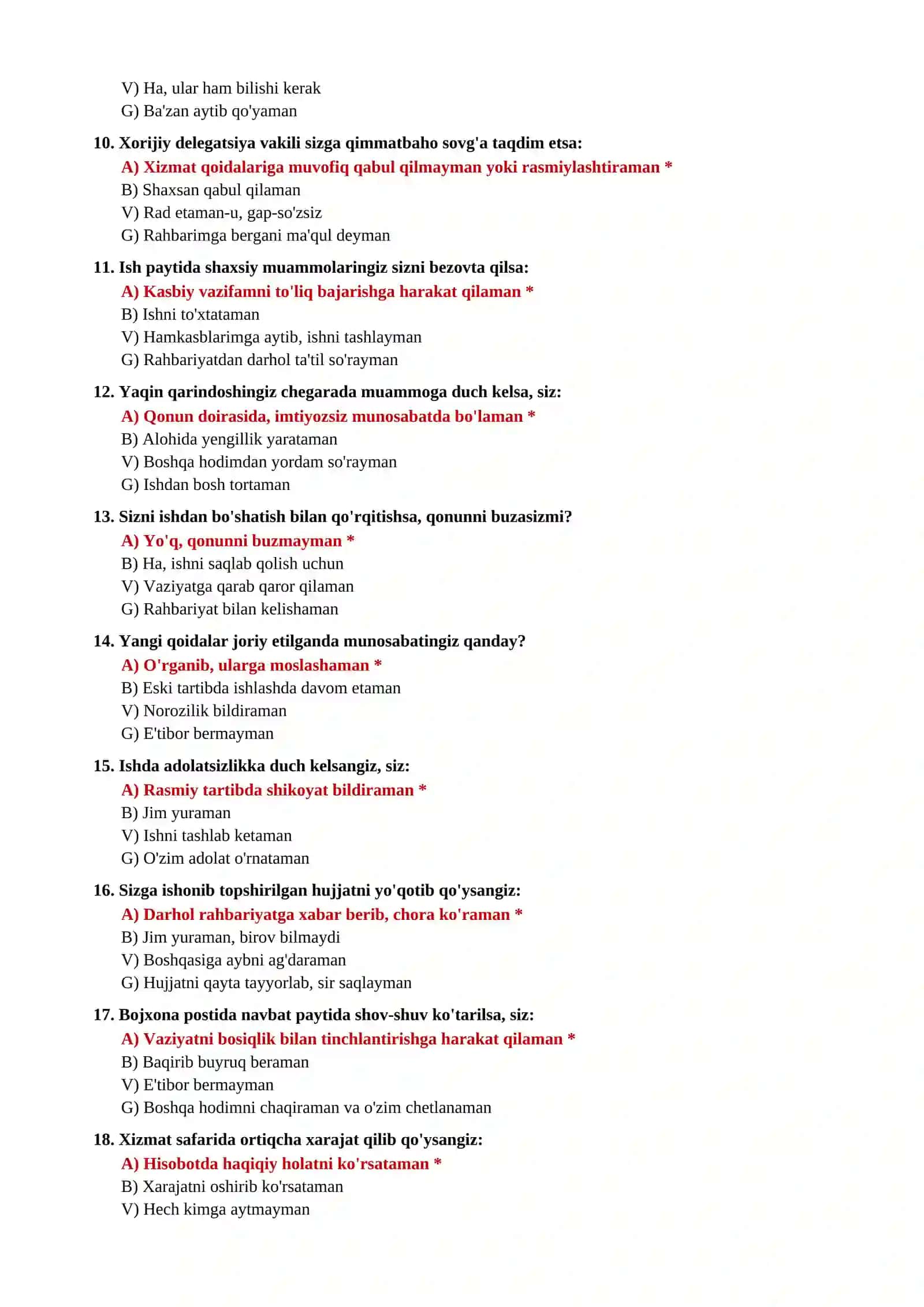 BOJXONAGA ISHGA KIRISH UCHUN PSIXOLOGIK TEST SAVOL VA JAVOBLARI 6 BOSQICHDA 3