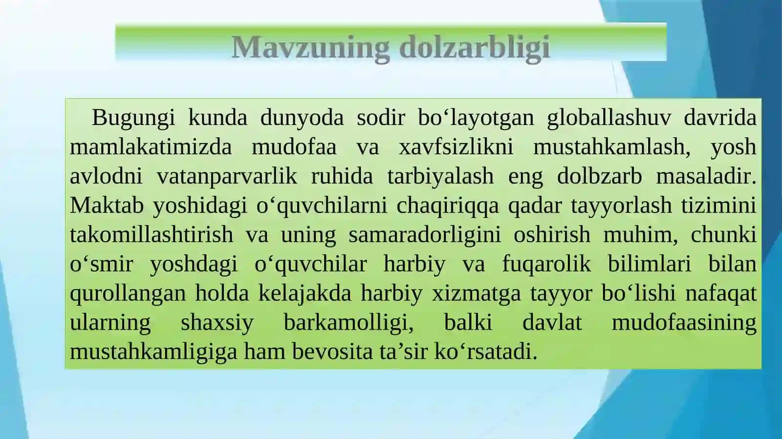 Maktabda o‘quvchilarni chaqiriqqa qadar boshlang‘ich tayyorlash faoliyati samaradorligini oshirish 3