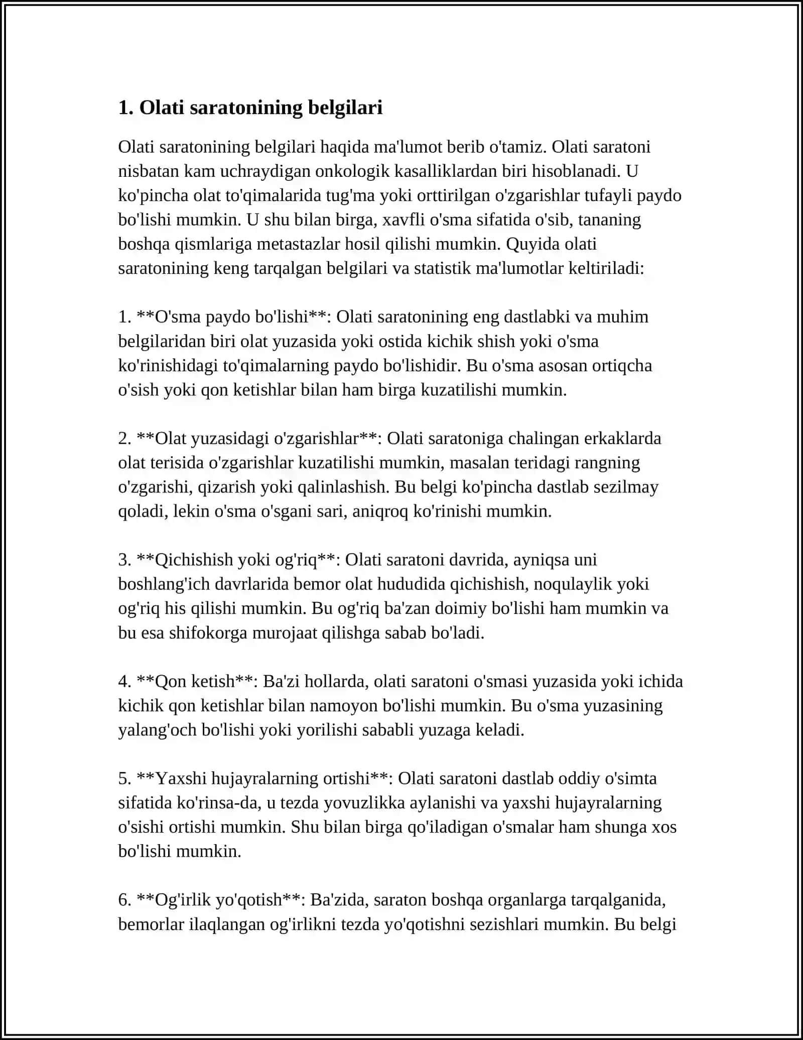 ERKAKLAR JINSIY A’ZOLARI O`SMA KASALLIKLARI: OLAT SARATONI 3