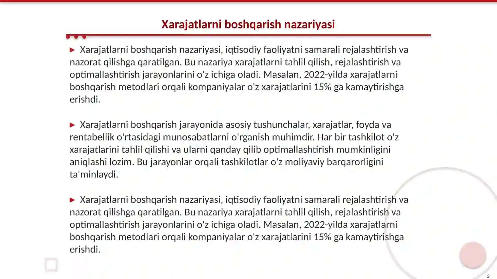 Xarajatlarni tashkil etishning zamonaviy usullari 3