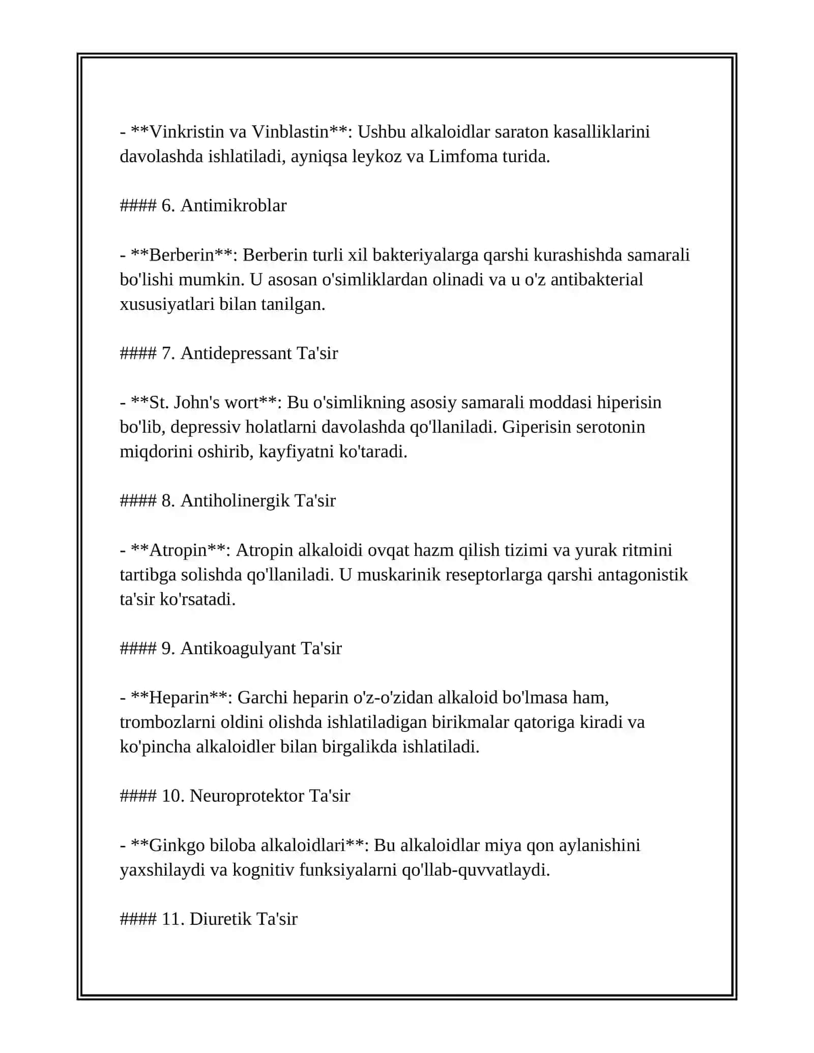 ALKALOIDLAR. TARKIBIDA ALKALOIDLARNI SAQLOVCHI DORIVOR O'SIMLIK (GIYOH)LAR VA DORIVOR O'SIMLIK (GIYOH)LAR XOM ASHYOLARI 3