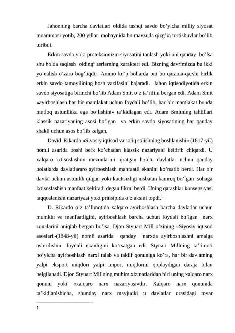 Хalqaro savdoning standart modeli va yangi savdo nazariyalari 3