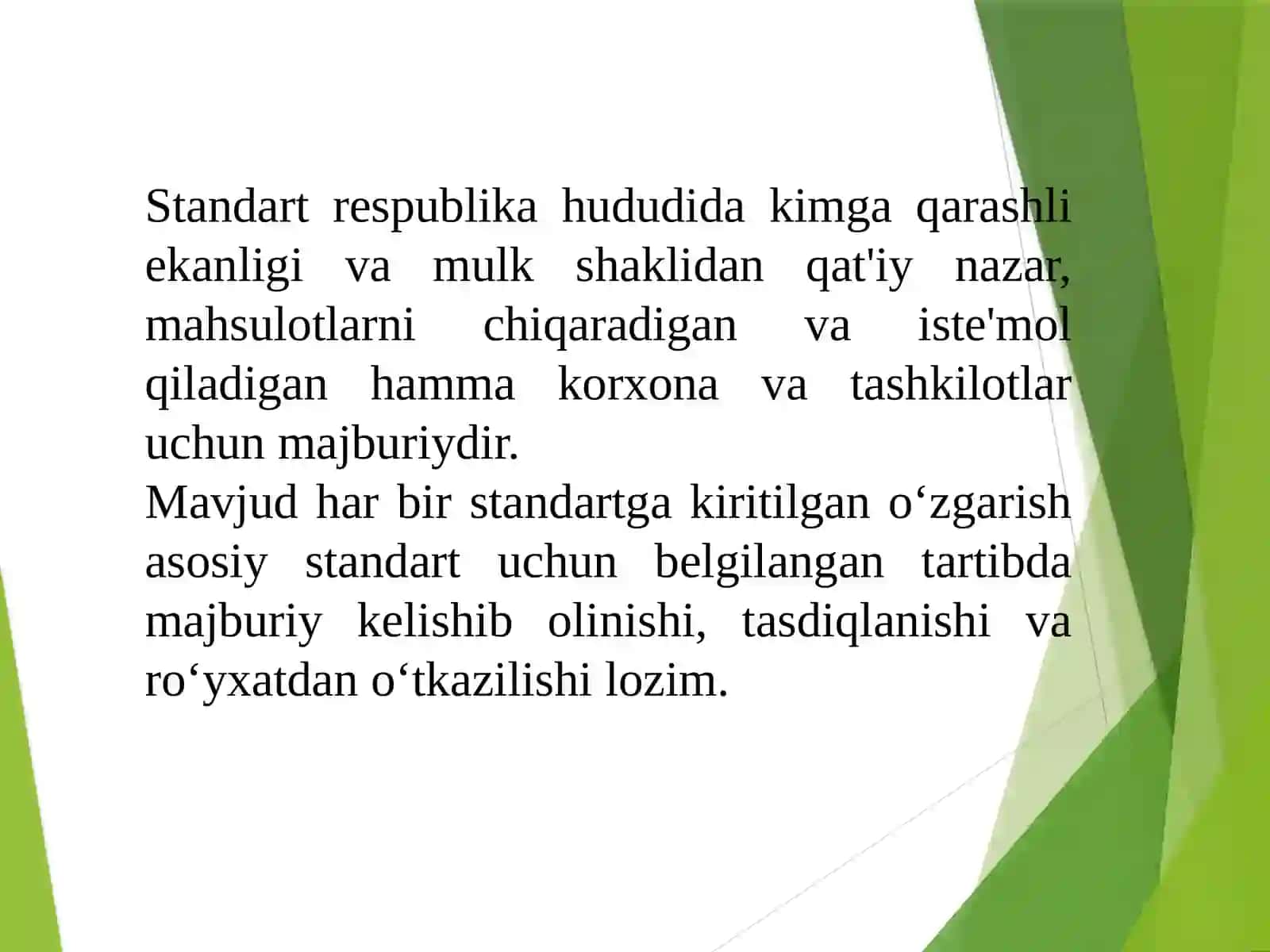 Standartlarni ishlab chiqish va tadbiq etish 3