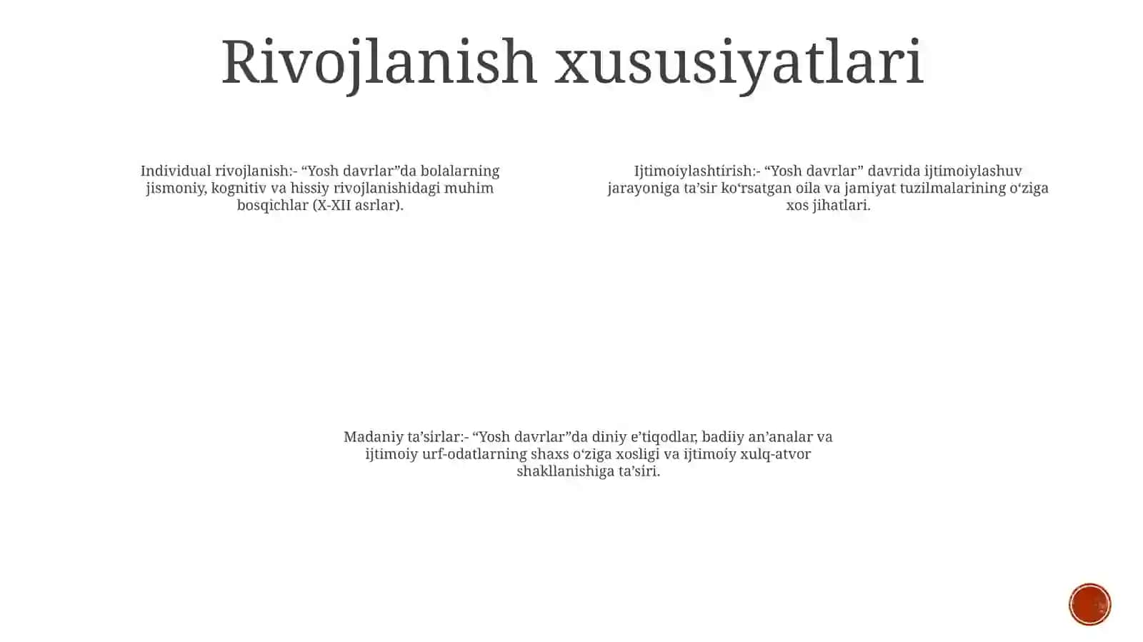Yosh Davrlarida Shaxs IjtimoiylashuviningOʻzigaXosligi 3