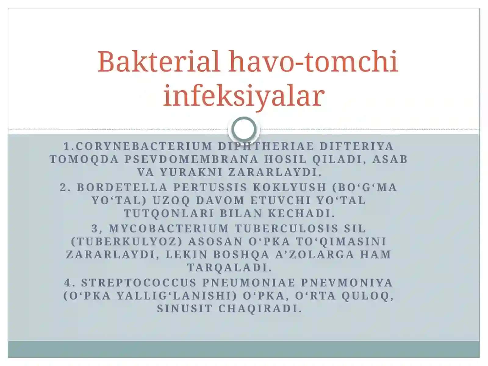Havotomchi infeksiyasi qo'zg'atuvchilarining keltirib chiqadigan kasaliklari laboratoriya diagnostikasi 3