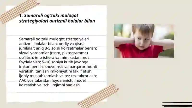 Samarali og'zaki muloqot strategiyalari autizmli bolalar bilan 3